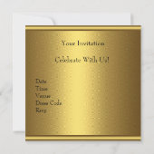 Invitation Anniversaire 50e Elégant Roll Gold Party Floral (Dos)
