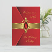 Invitation Anniversaire 50e Faux Velvet Red Pearl or (Debout devant)