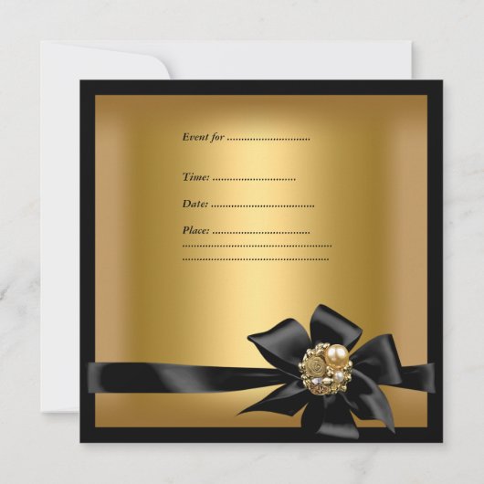 Invitation Anniversaire 50e Leopard Gold Black Bow (Dos)