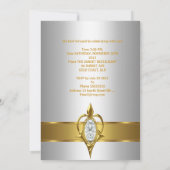 Invitation Anniversaire 50e Soie Diamant blanc bijou d'or (Dos)