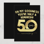 Invitation Anniversaire 50ème Oh Ma Bonté Vous Avez Demi Cent (Devant / Derrière)