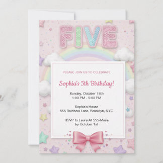 Invitation Anniversaire 5 Ans Fille Arc-en-ciel Pa