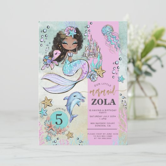 Invitation anniversaire 5 ans modifiable de Mermai (Debout devant)