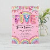 Invitation anniversaire 5 ans modifiable Rose Sequ (Debout devant)