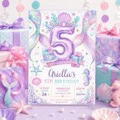 Invitation anniversaire 5 ans Sirène modifiable