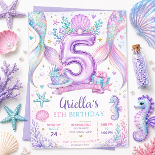 Invitation anniversaire 5 ans Sirène modifiable