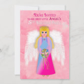 Invitation Anniversaire 5 Notre Petit Ange Rose (Devant)