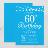 Invitation Anniversaire 60 ans Bleu (Devant / Derrière)