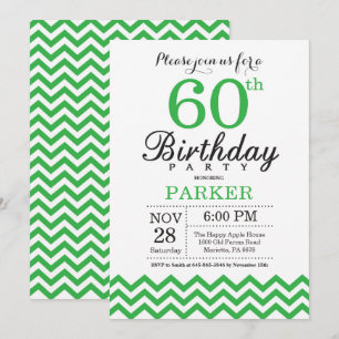 Invitation Anniversaire 60 ans Chevron Vert