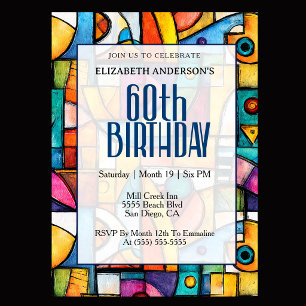 Invitation Anniversaire 60 ans Cubiste Moderne