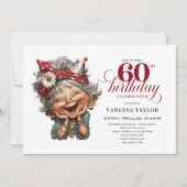 Invitation Anniversaire 60 Ans Femme Âgée Design H (Devant)