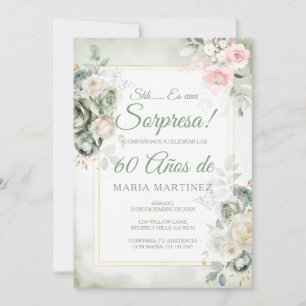 Invitation Anniversaire 60 Ans Fleur Verte Espagnole Sorpresa