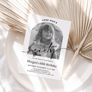 Invitation Anniversaire 60 Ans Minimaliste Moderne Photo