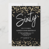 Invitation Anniversaire 60 ans Moderne Noir et Or (Devant)