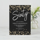 Invitation Anniversaire 60 ans Moderne Noir et Or (Debout devant)