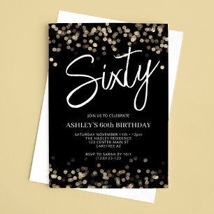 Invitation Anniversaire 60 ans Moderne Noir et Or