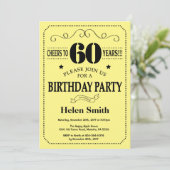 Invitation Anniversaire 60 ans Noir et Jaune (Debout devant)