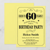 Invitation Anniversaire 60 ans Noir et Jaune (Devant / Derrière)
