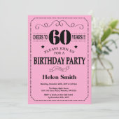 Invitation Anniversaire 60 ans Noir et Rose (Debout devant)