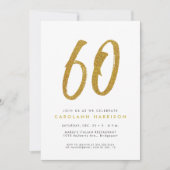 Invitation anniversaire 60 ans pailletée or (Devant)