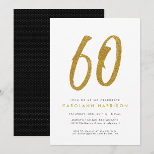 Invitation anniversaire 60 ans pailletée or