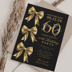 Invitation Anniversaire 60 Ans Ruban Coquette Or N