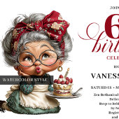 Invitation Anniversaire 60 Ans Thème Dame Âgée Drô