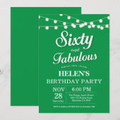Invitation Anniversaire 60 ans Vert Fabuleux (Devant / Derrière)