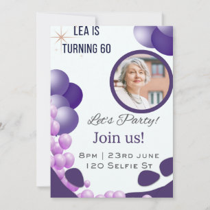 Invitation Anniversaire 60 ans Violet