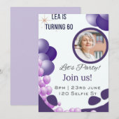 Invitation Anniversaire 60 ans Violet (Devant / Derrière)