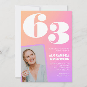 Invitation anniversaire 63 ans photo rétro dégradé