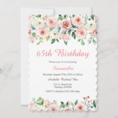 Invitation Anniversaire 65 Ans Fleurie Rose (Devant)