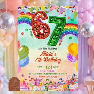 Invitation Anniversaire 67 Paillettes Arc-en-Ciel Saint-Patri