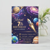 Invitation Anniversaire 6-11 ans dans l'espace (Debout devant)