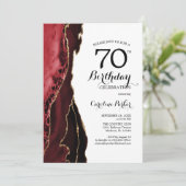 Invitation Anniversaire 70 ans Agate Or Blanc Rouge (Debout devant)