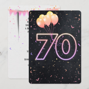 Invitation anniversaire 70 ans avec enseigne néon