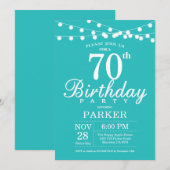 Invitation Anniversaire 70 Ans Bleu Sarcelle Turqu (Devant / Derrière)