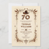 Invitation Anniversaire 70 ans Cowboy Vignes Rustique Occiden (Devant)