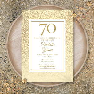 Invitation Anniversaire 70 ans élégant paillettes or champagn