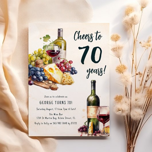 Invitation Anniversaire 70 ans Fromage Et Vin Adul