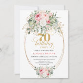 Invitation anniversaire 70 ans imprimable rose pas (Devant)