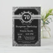 Invitation Anniversaire 70 ans surprise paillettes noires et  (Debout devant)