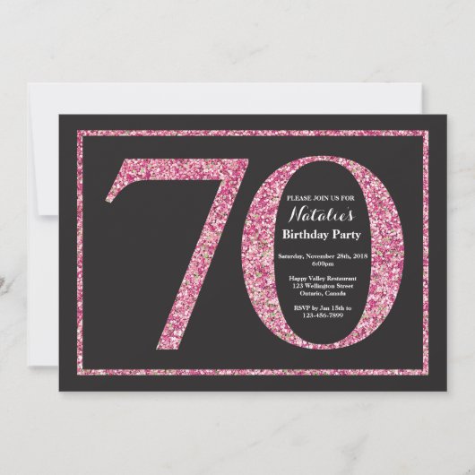 Invitation Anniversaire 70 Ans Tableau Noir Paille (Devant)