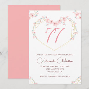 Invitation anniversaire 77 ans Bohème Florale Aqua