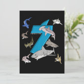 Invitation Anniversaire 7 ans garçons requin requin blanc (Debout devant)