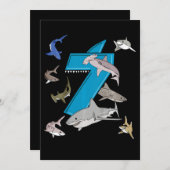 Invitation Anniversaire 7 ans garçons requin requin blanc (Devant / Derrière)