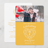 Invitation Anniversaire 7 ans saphir jaune photo fête (Devant / Derrière)