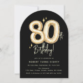 Invitation Anniversaire 80 ans Ballon Or Tendance Quatre-Ving (Devant)