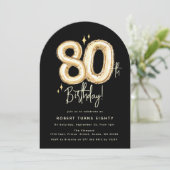 Invitation Anniversaire 80 ans Ballon Or Tendance Quatre-Ving (Debout devant)