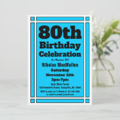 Invitation Anniversaire 80 ans Bleu Clair (Debout devant)